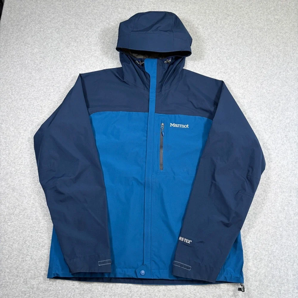 Marmot Minimalist Gore-Tex Jacket Mens Large Blue Hooded Waterproof Shell Coat